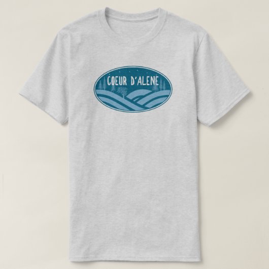Coeur d'Alene Idaho Outdoors T-shirt (Design voorkant)