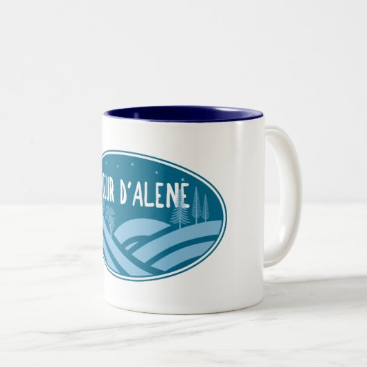 Coeur d'Alene Idaho Outdoors Tweekleurige Koffiemok (Voorkant rechts)