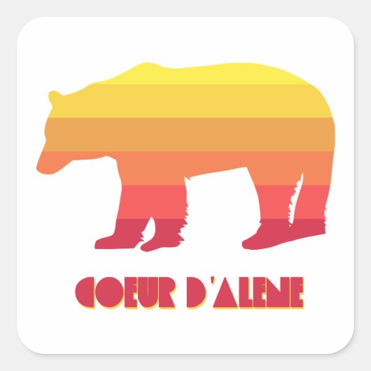 Coeur d'Alene Idaho Regenboog Beer Vierkante Sticker (Voorkant)