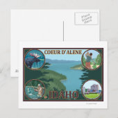 Coeur D'Alene, IdahoScene Travel Poster Briefkaart (Voorkant / Achterkant)