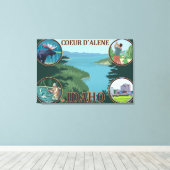 Coeur D'Alene, IdahoScene Travel Poster Canvas Afdruk (Insitu (Houten vloer))