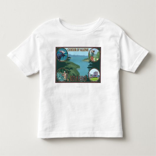 Coeur D'Alene, IdahoScene Travel Poster Kinder Shirts (Voorkant)