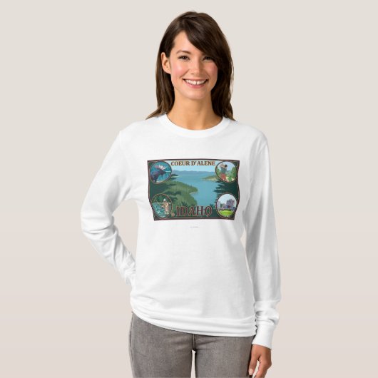 Coeur D'Alene, IdahoScene Travel Poster T-shirt (Voorkant volledig)