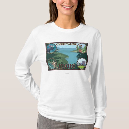 Coeur D'Alene, IdahoScene Travel Poster T-shirt (Voorkant)