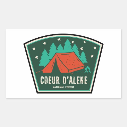 Coeur D'Alene National Forest Camping Rechthoekige Sticker (Voorkant)