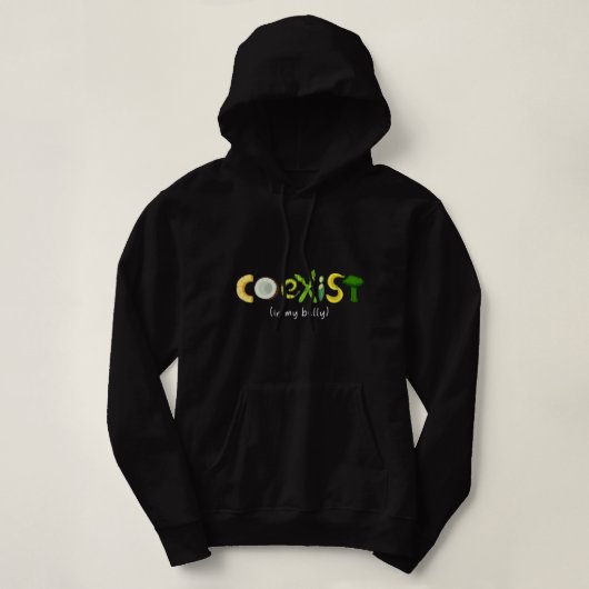 Coëxistente Plantaardige Broccoli Parodie Grappige Hoodie (Design voorkant)