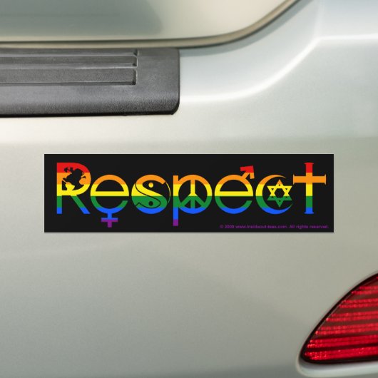 Coëxisteren met de vlag van Respect Gay Pride Rain Bumpersticker (Op auto)