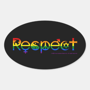Coëxisteren met Respect Gay Pride Ovale Sticker