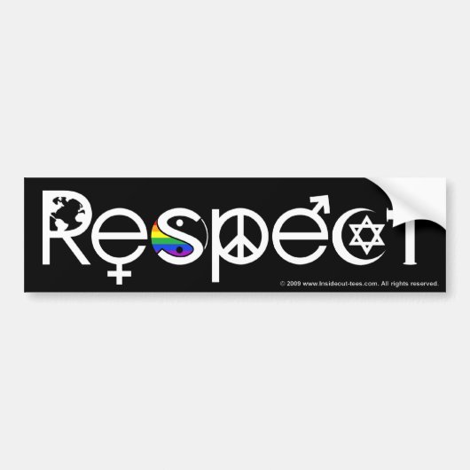 Coëxisteren met Respect Gay Pride Rainbow Yin Yang Bumpersticker (Voorkant)