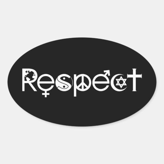 Coëxisteren met respect - Vredesgevoel en tolerant Ovale Sticker (Voorkant)