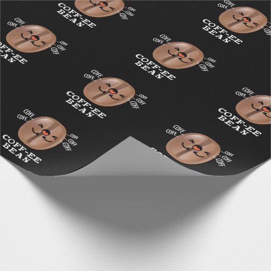 Coff-ee Funny Coughing Coffee Bean Pun Dark BG Cadeaupapier (Hoek)