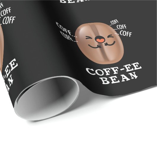 Coff-ee Funny Coughing Coffee Bean Pun Dark BG Cadeaupapier (Rol Hoek)