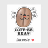 Coff-ee Funny Coughing Coffee Bean Pun Sticker (Vel)