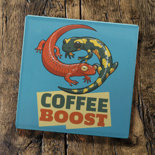 Coffe Boost Schattige Rode & Vuur Salamanders Cart Glazen Onderzetter