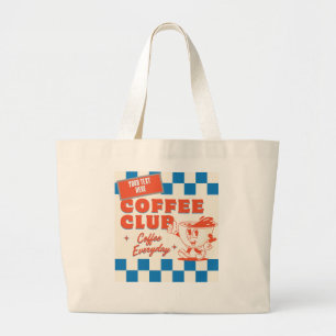 Coffe Club cartoon– Schattige aangepaste koffielie Grote Tote Bag