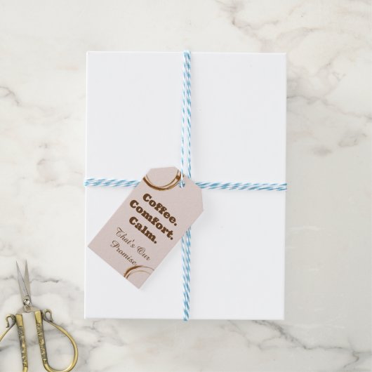 Coffe Comfort Kalm Rustieke Koffiecadeautag Cadeaulabel (Met Touw)