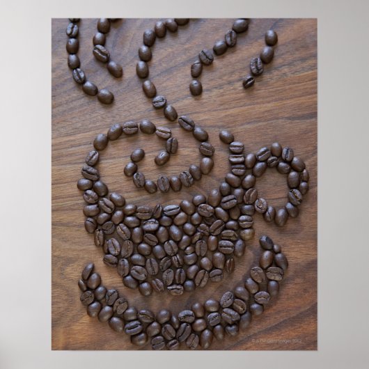 Coffe cup illustrated using coffee beans poster (Voorkant)
