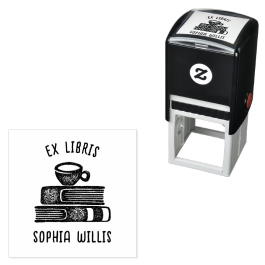  Coffe Custom Book Ex Libris Library Zelfinktende Stempel (In situ)