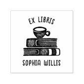 Coffe Custom Book Ex Libris Library Zelfinktende Stempel (Design)