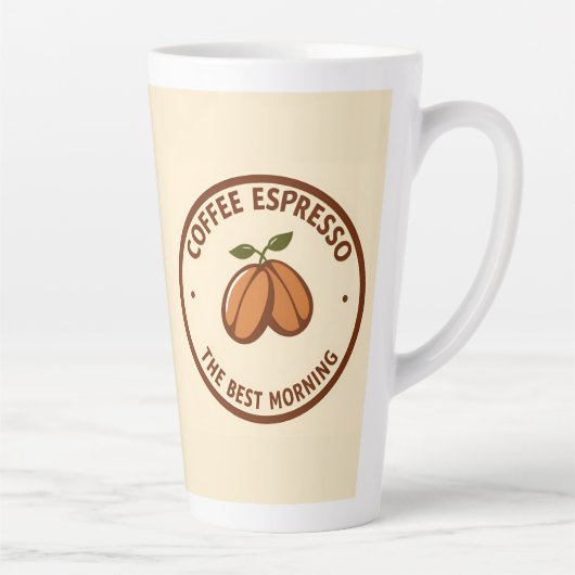 Coffe Espresso Label Met Ochtend-Thematisch Ontwer Latte Mok (Rechts)