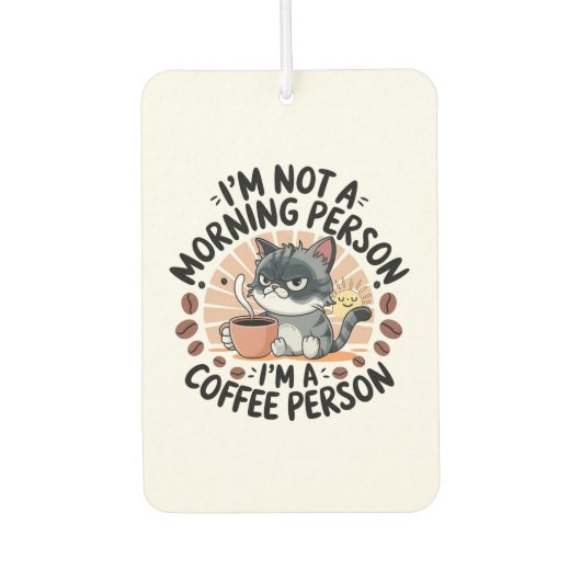 Coffe-firste Attitude Leuk Kat Design Luchtverfrisser (Voorkant)