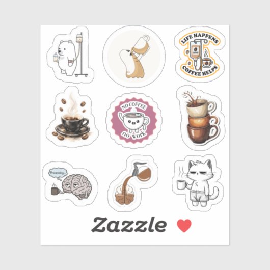 Coffe Humor Cartoon Sticker Vel (Vel)