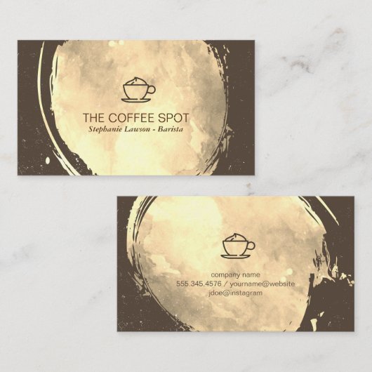 Coffe Icon Waterverf Goud Geborsteld Visitekaartje (Voorkant / Achterkant)