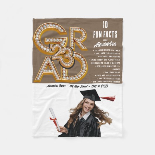 Coffe Latte Fun Facts & Photo 2023 Afstudeerder Af Fleece Deken (Voorkant)