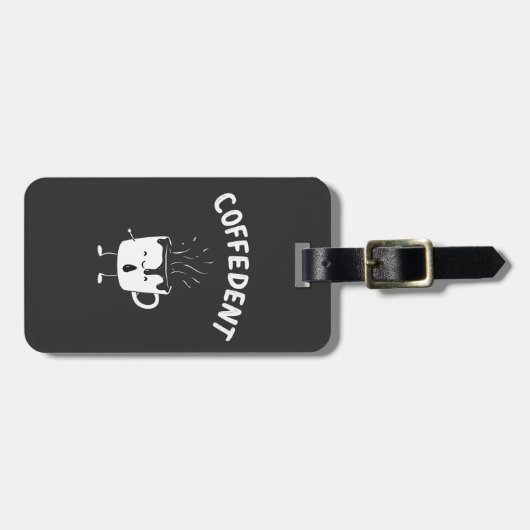 Coffedent Grappige Kawaii Cafeïne Beker Liefhebber Bagagelabel (Voorkant horizontaal)