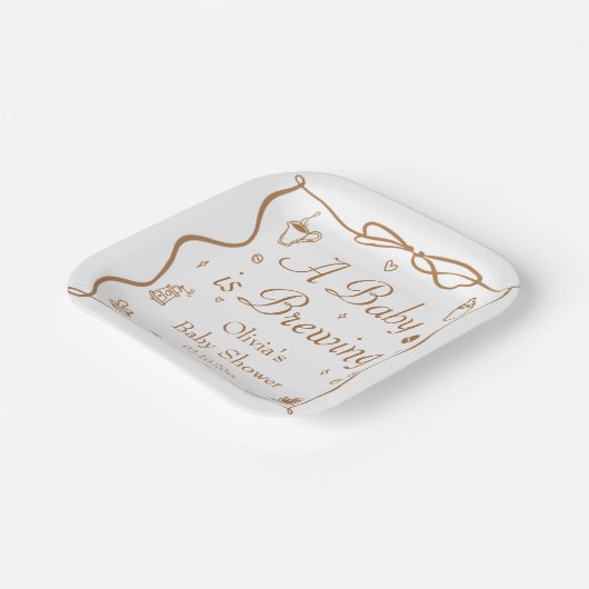 Coffee A Baby is Brewing Baby Shower Papieren Bordje (Gebogen)