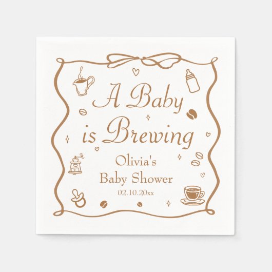 Coffee A Baby is Brewing Baby Shower Servet (Voorkant)
