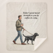 Coffee & a Black Lab Cozy Day Sherpa Deken (Voorkant)