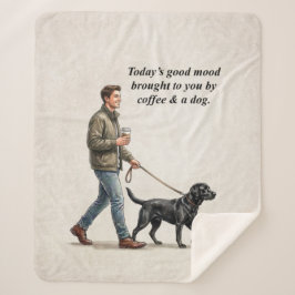 Coffee & a Black Lab Cozy Day Sherpa Deken