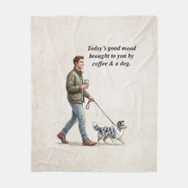 Coffee & a Blue Merle Sheltie Make Today Better Fleece Deken