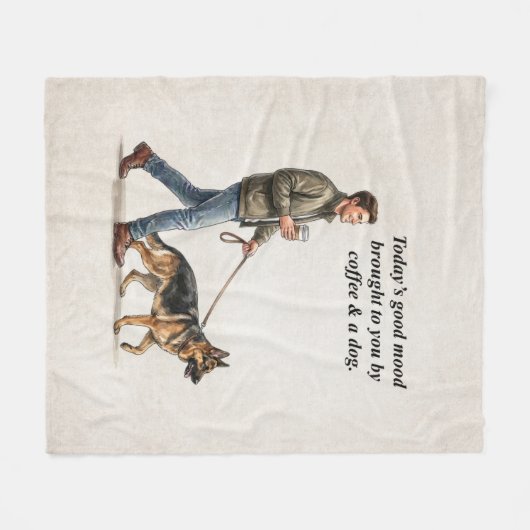 Coffee & a German Shepherd Make Today Better Fleece Deken (Voorkant (Horizontaal))