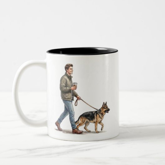 Coffee & a German Shepherd Make Today Better Tweekleurige Koffiemok (Links)