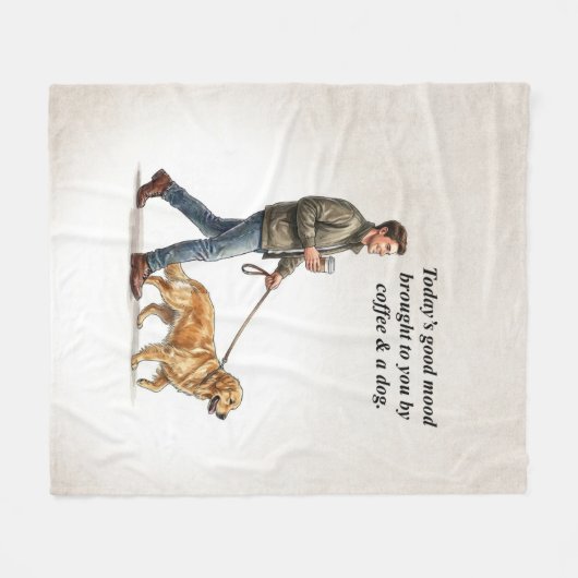 Coffee & a Golden Make Today Better Fleece Deken (Voorkant (Horizontaal))