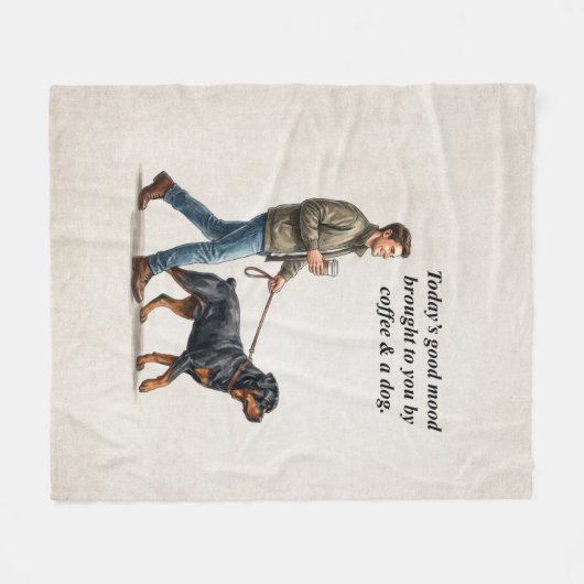 Coffee & a Rottweiler Make Today Better Fleece Deken (Voorkant (Horizontaal))