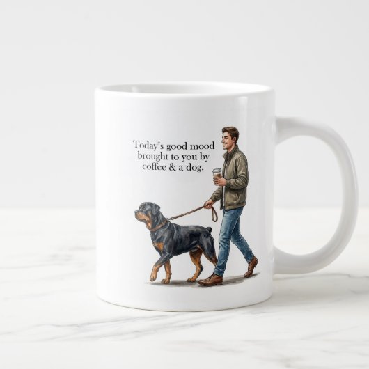 Coffee & a Rottweiler Start the Day Right Grote Koffiekop (Rechts)