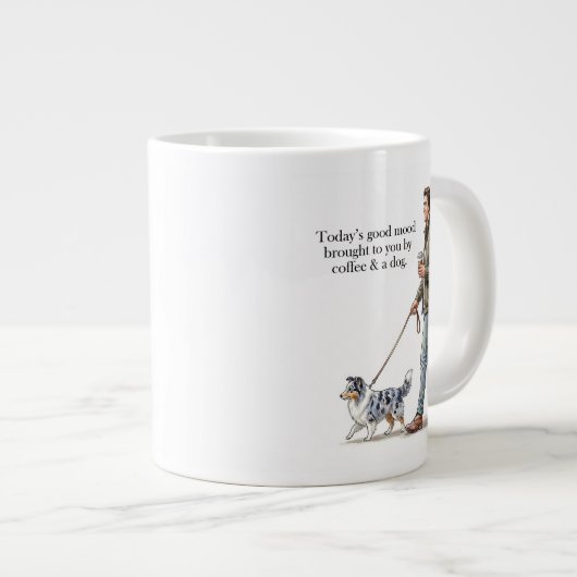 Coffee & a Sheltie Start the Day Right Grote Koffiekop (Voorkant rechts)