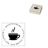 Coffee | Aangepaste familienaam & Rond Terugkeerad Rubberstempel (Gestempeld)
