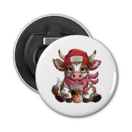 Coffee Addict Cow Button Flesopener