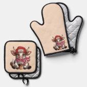 Coffee Addict Cow Ovenwant & Pannenlap Set (Voorkant / Achterkant)