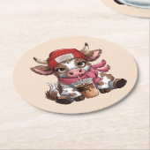 Coffee Addict Cow Ronde Kartonnen Onderzetter (Gebogen)