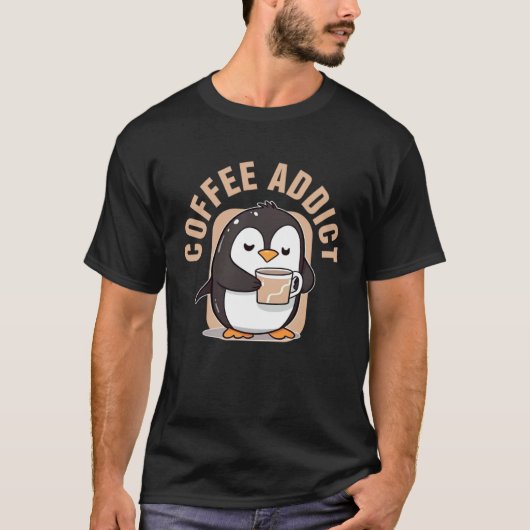 Coffee Addict  Penguin Caffeine T-shirt (Voorkant)