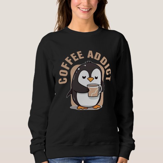 Coffee Addict  Penguin Caffeine Trui (Voorkant)