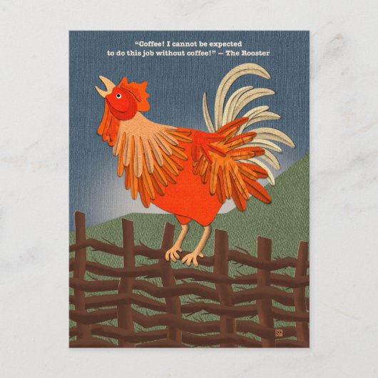 Coffee Addicted Rooster Postcards Feestdagenkaart (Voorkant)