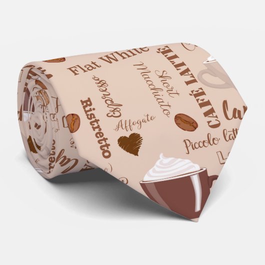 Coffee Afbeeldingen Pattern Stropdas (Opgerold)