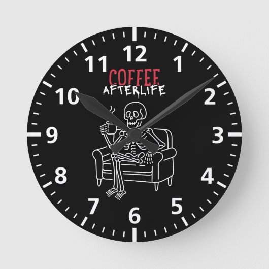 Coffee Afterlife - Skeleton Mok Ronde Klok (Voorkant)