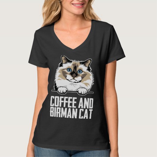 Coffee and birman cat t-shirt (Voorkant)